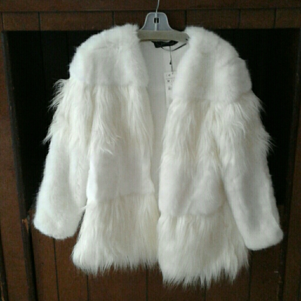 White fur womens jacket
